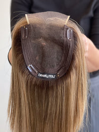 12” Light Brunette with Highlights Lace Front Topper