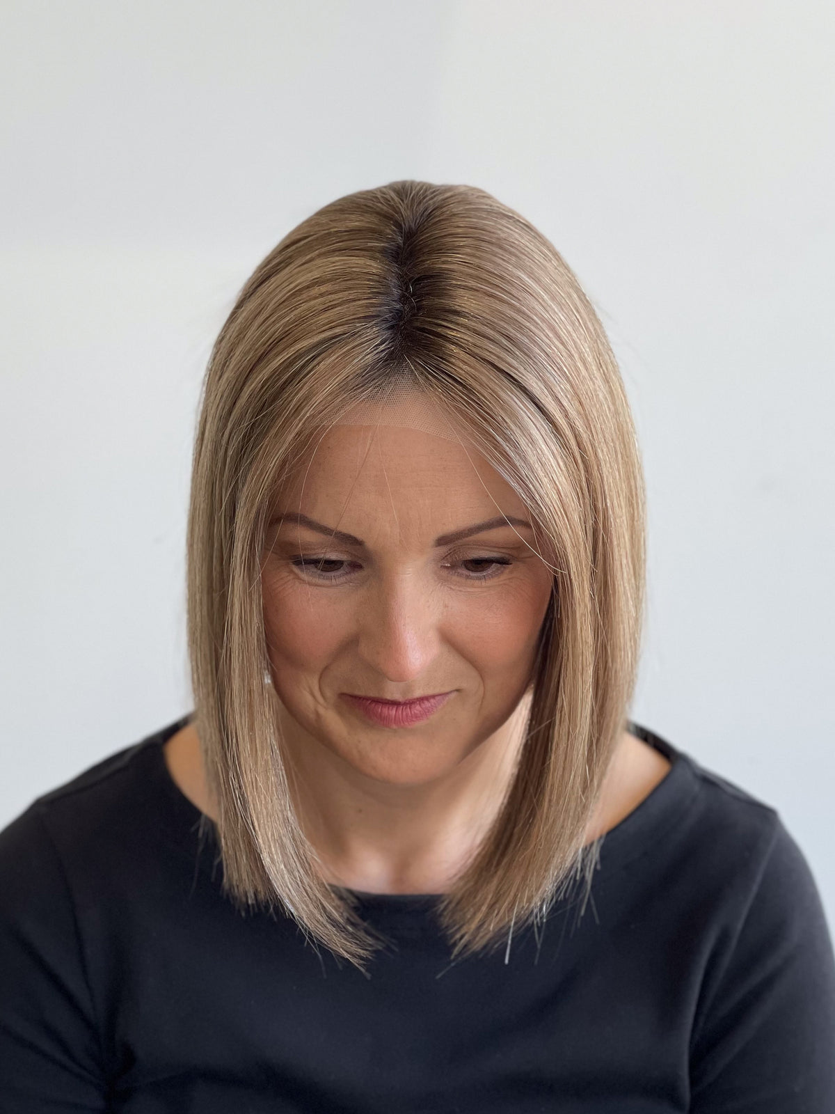 12” Light Brunette with Highlights Lace Front Topper