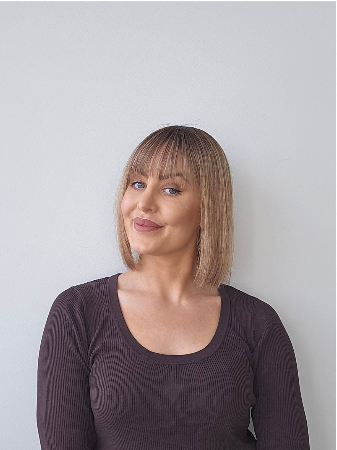 12" Rooted Light bronde Topper with fringe