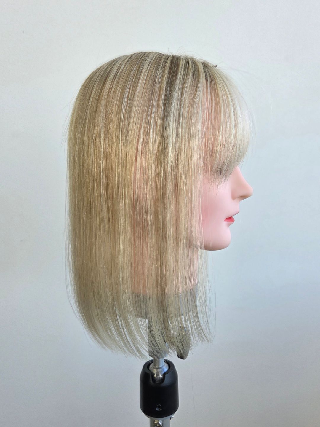 12" Platinum blonde mono Topper with Fringe