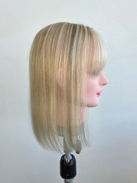 12" Platinum blonde mono Topper with Fringe