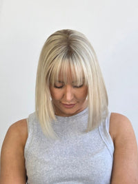 12" Platinum blonde mono Topper with Fringe