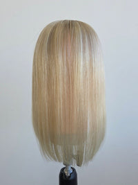 12" Platinum blonde mono Topper with Fringe