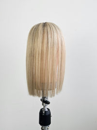 12” Rooted Natural Blonde Mono Topper with Fringe