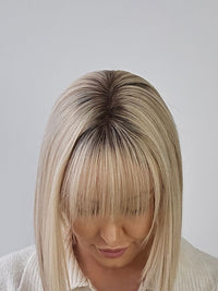 12” Rooted Natural Blonde Mono Topper with Fringe