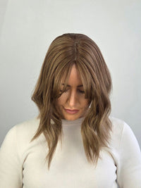 14" Creamy chestnut with bangs Silk topper
