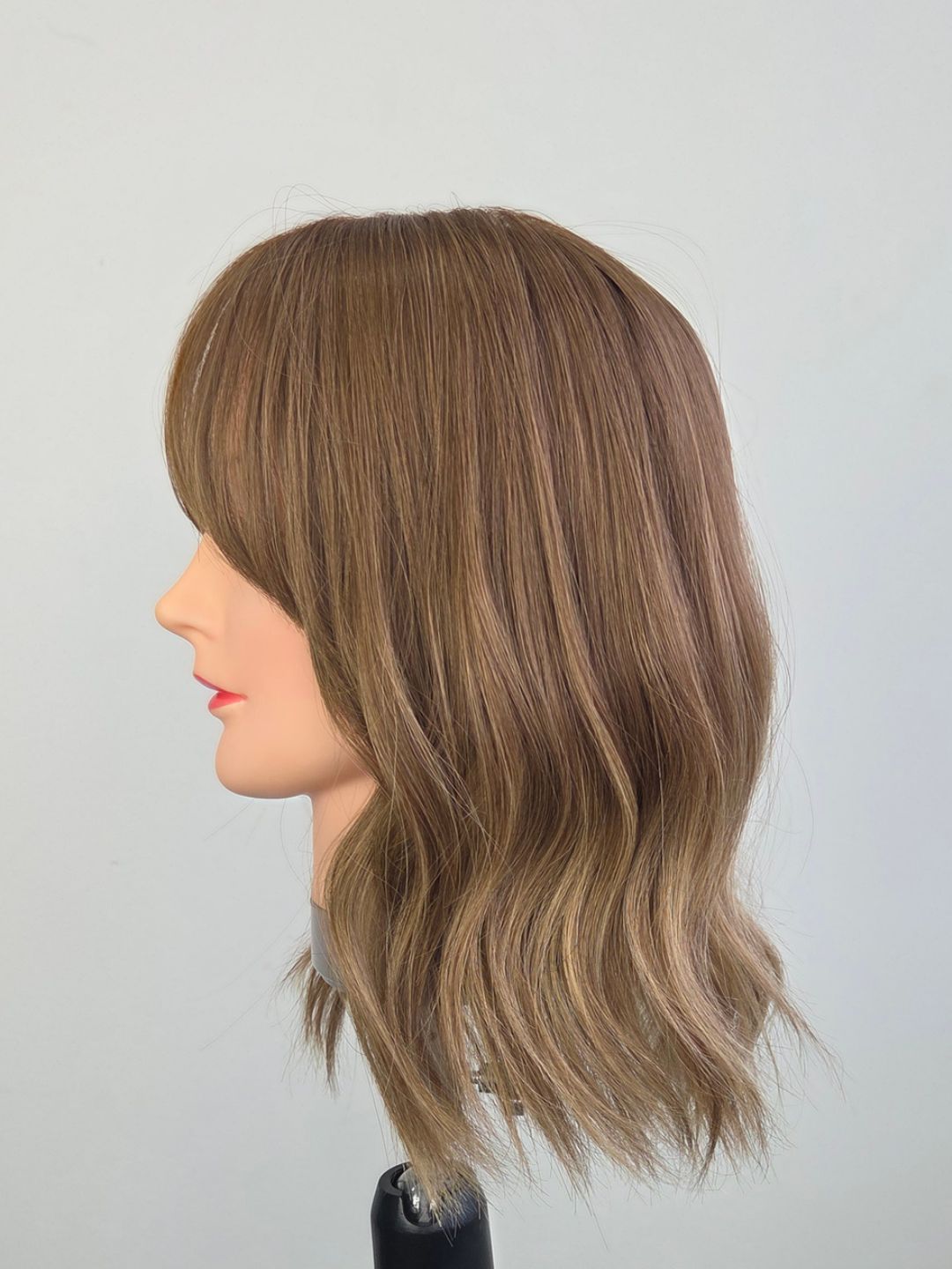 14" Creamy chestnut with bangs Silk topper