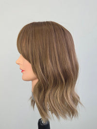 14" Creamy chestnut with bangs Silk topper