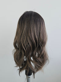 16" Ash Brown Balayage Closed Lace Topper