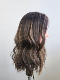 16" Ash Brown Balayage Closed Lace Topper