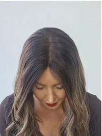 16" Ash Brown Balayage Closed Lace Topper