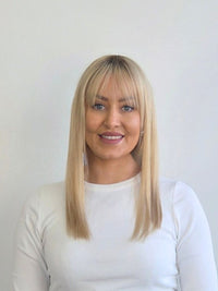 18" Honey blonde Mono topper with Fringe