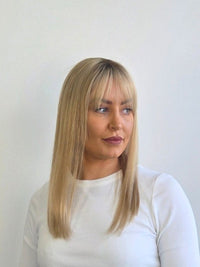 18" Honey blonde Mono topper with Fringe
