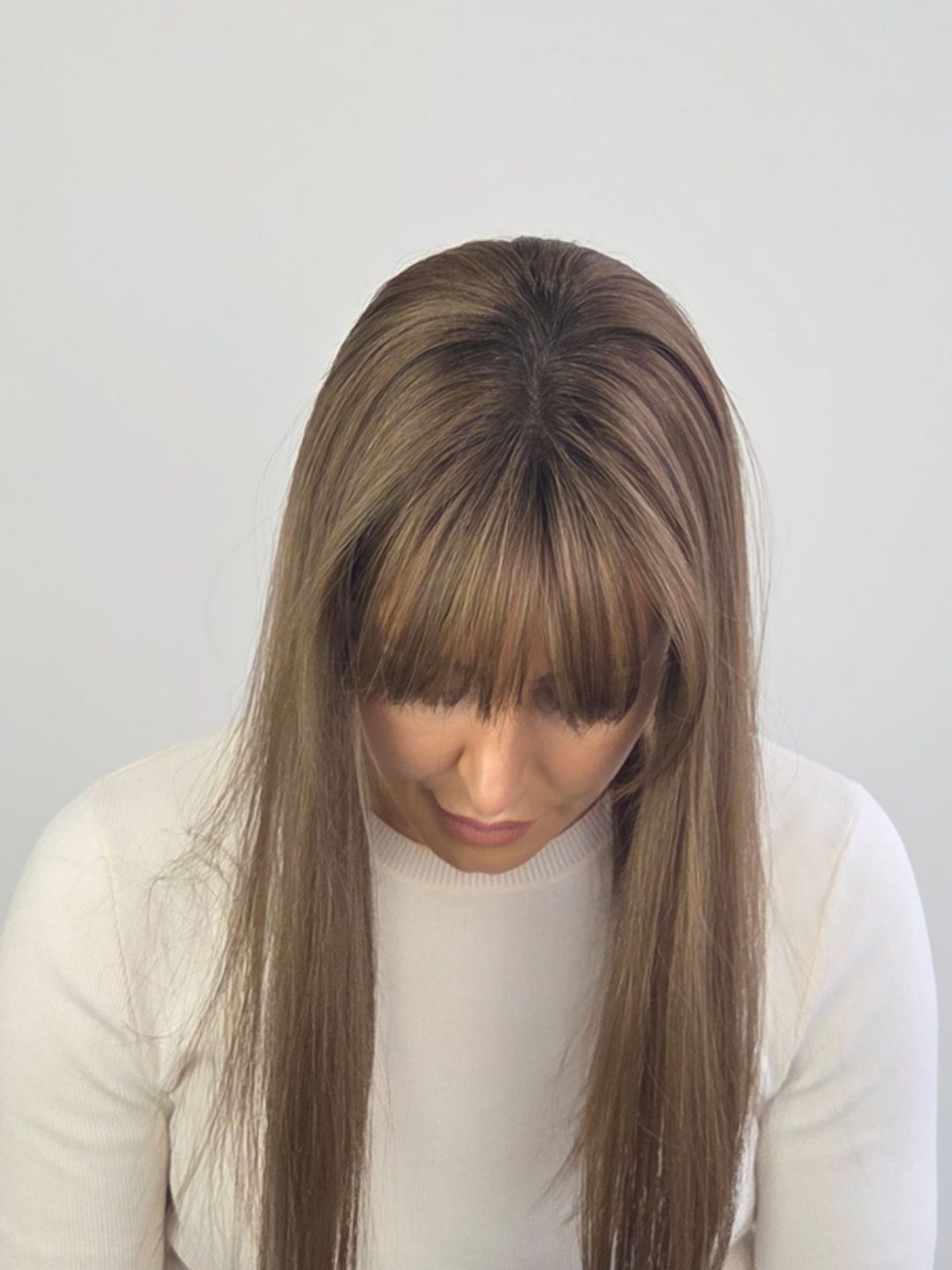 18" Latte brown mono fringe Topper