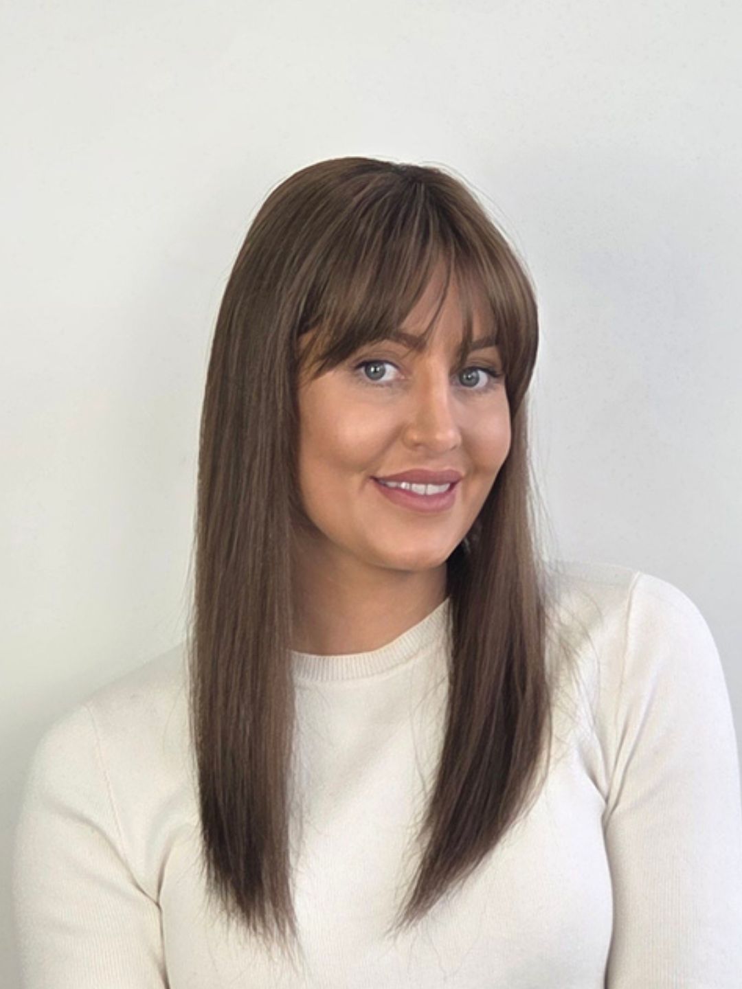18" Latte brown mono fringe Topper