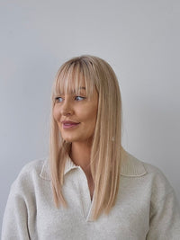 18" Rooted Neutral blonde Mono Fringe Topper