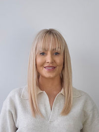 18" Rooted Neutral blonde Mono Fringe Topper