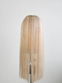 18" Rooted Neutral blonde Mono Fringe Topper