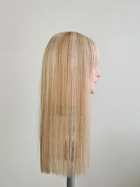 18" Rooted Neutral blonde Mono Fringe Topper