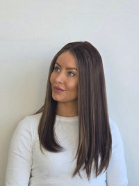 20" Chocolate with Sandy babylights Lace front Wig