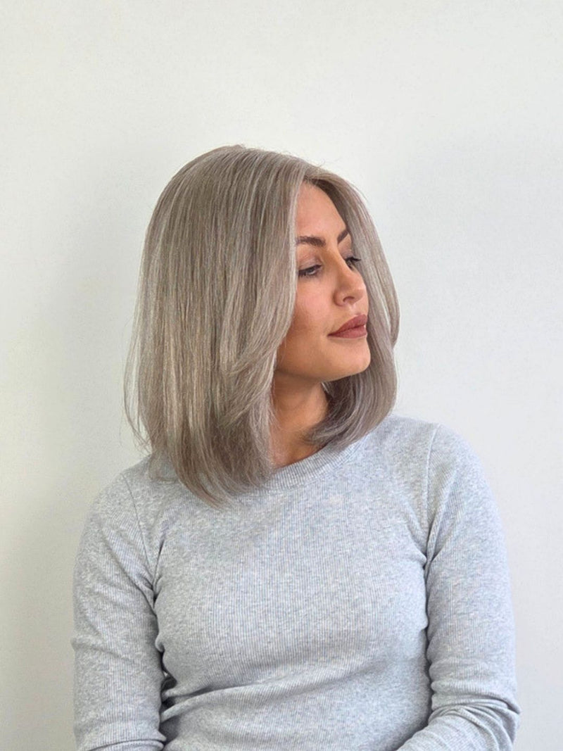14" Champange Grey Silk Topper