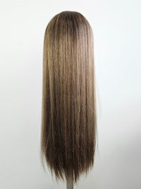 22" Pearl brunette balayage Lace front topper with face framing