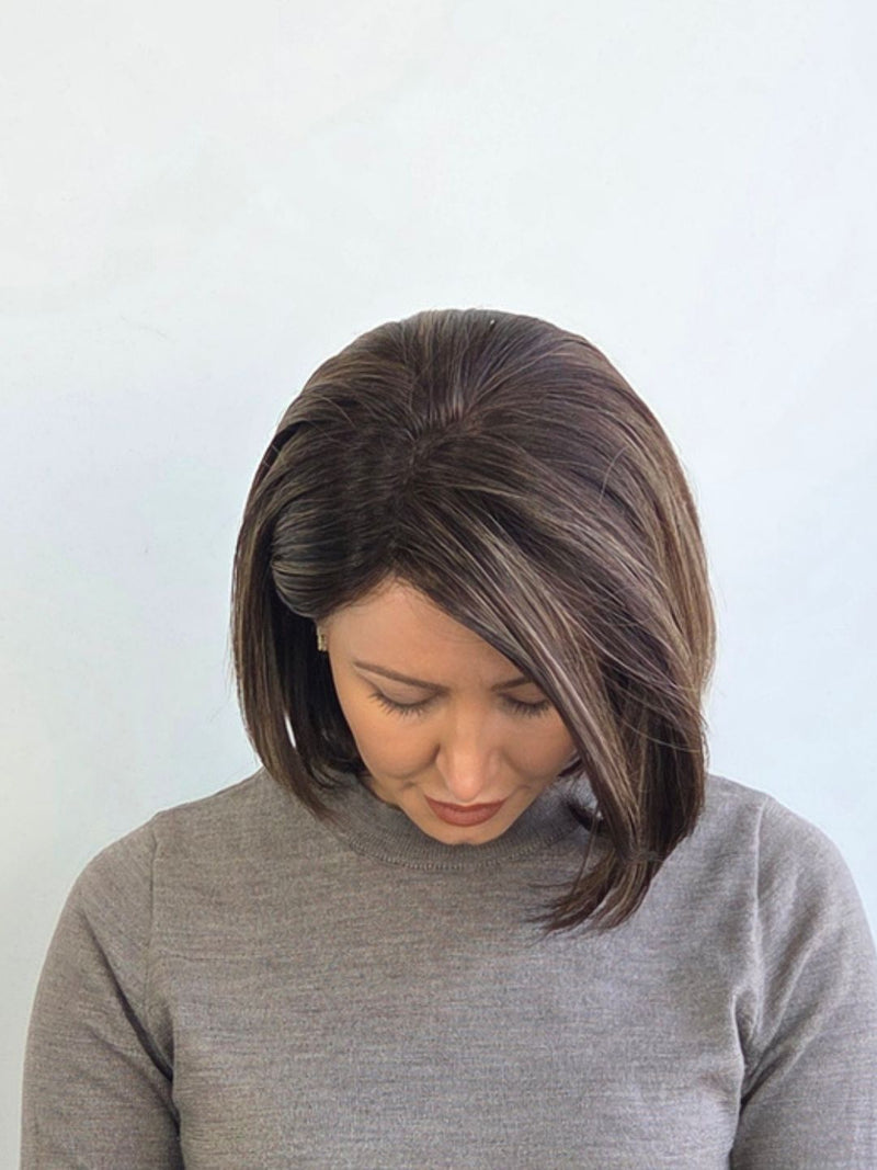10" Chocolate Brunette with Highlights Lace front wig