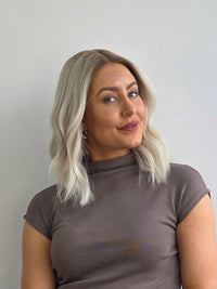 12" Platinum ash blonde Luxe lace front wig