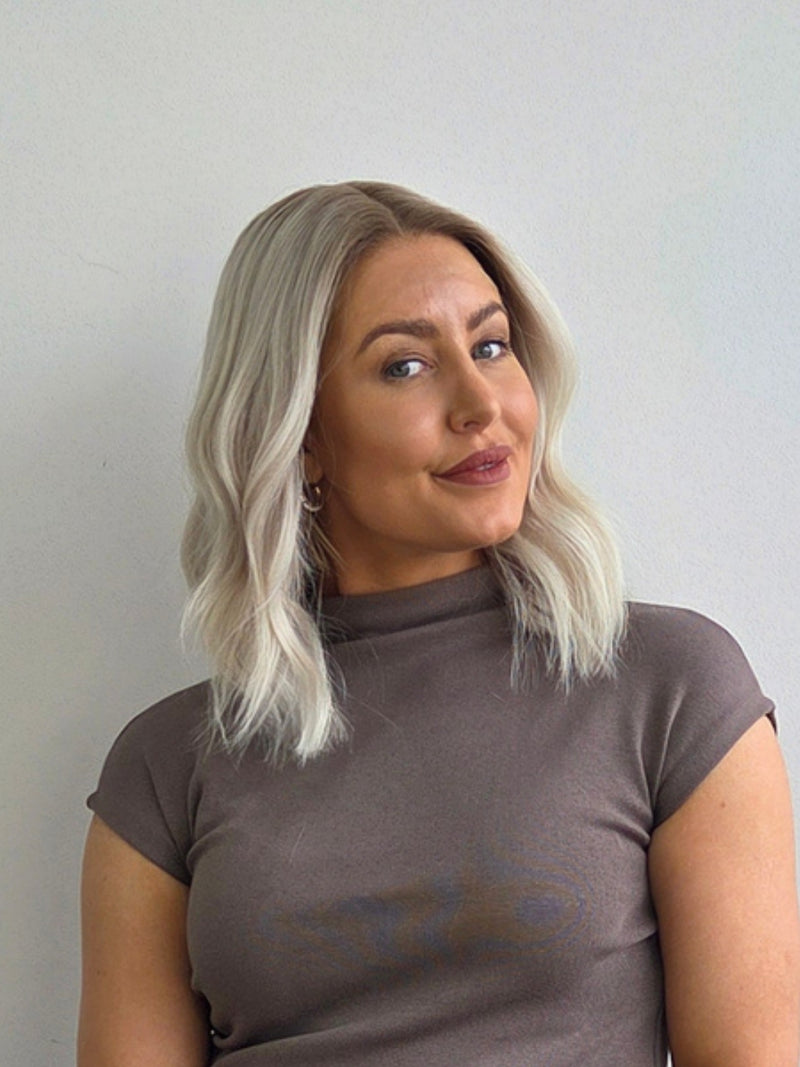 12" Platinum ash blonde Luxe lace front wig