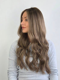 24" smoky pearl brown Lace front topper