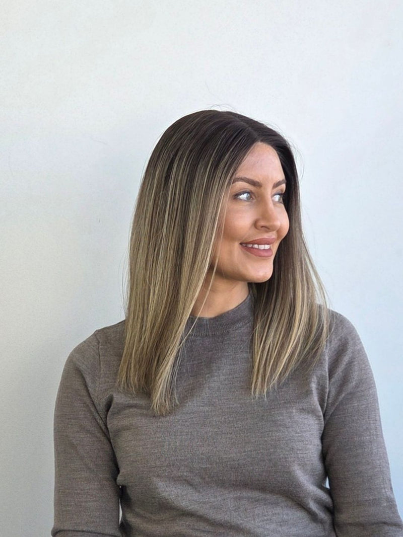 16" Sun kissed blonde balayage Hand tied wig