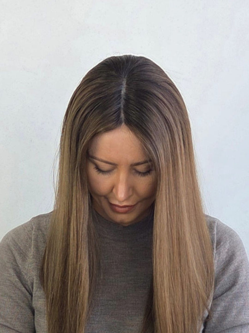 20" Beige ash brown Lace front Topper