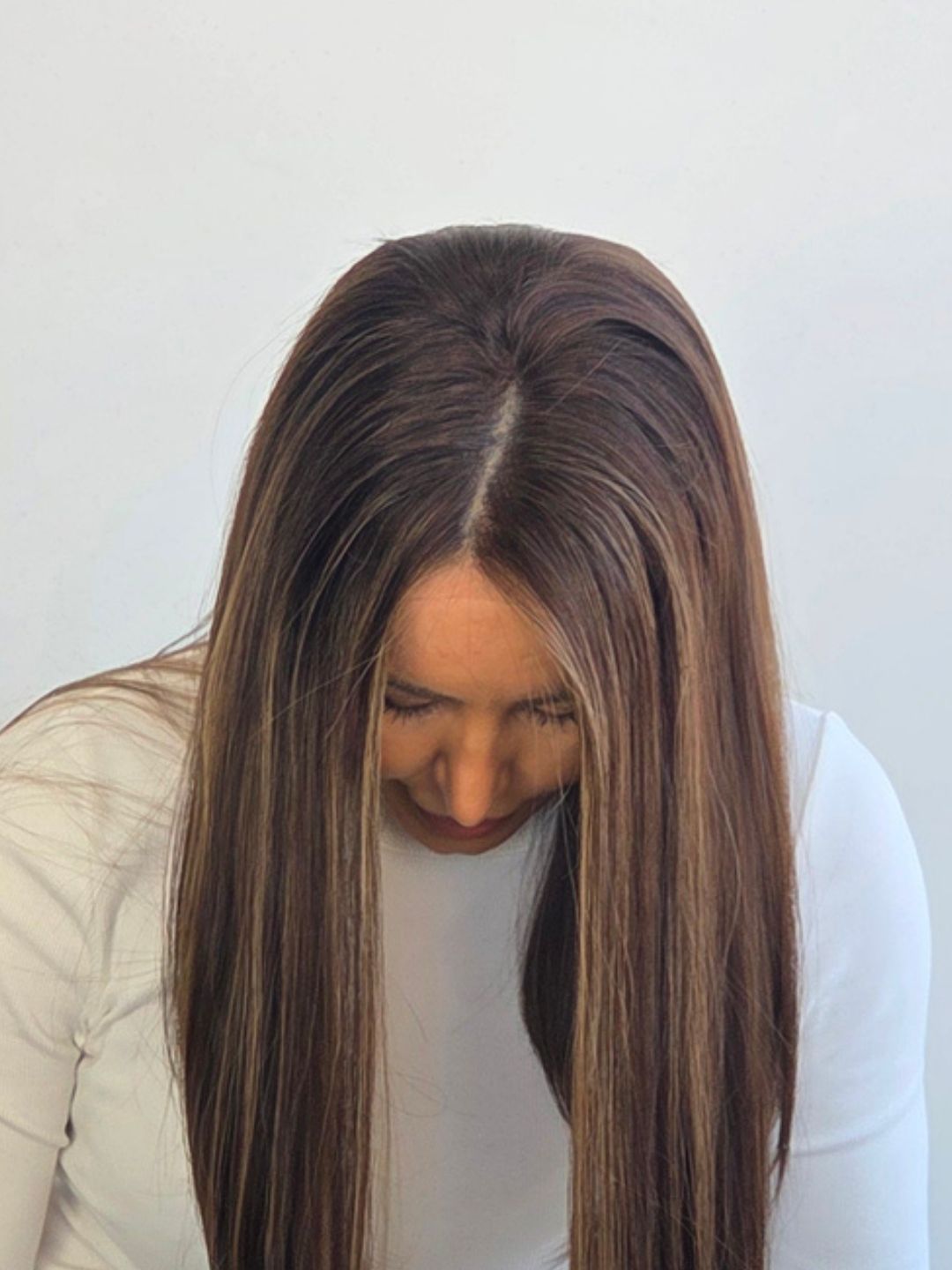 20" Chocolate with Sandy babylights Lace front Wig