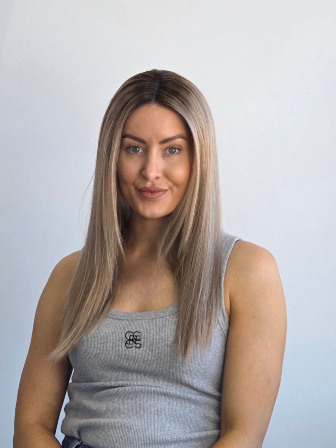 18" Taupe Blonde Lace front topper