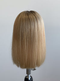 12” Warm Natural Blonde Mono Topper with Fringe