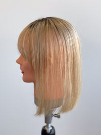 12” Warm Natural Blonde Mono Topper with Fringe