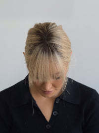 12” Warm Natural Blonde Mono Topper with Fringe