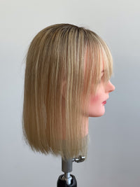 12” Warm Natural Blonde Mono Topper with Fringe