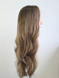 24" smoky pearl brown Lace front topper