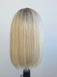 12" rooted Platinum blonde Closed lace front topper