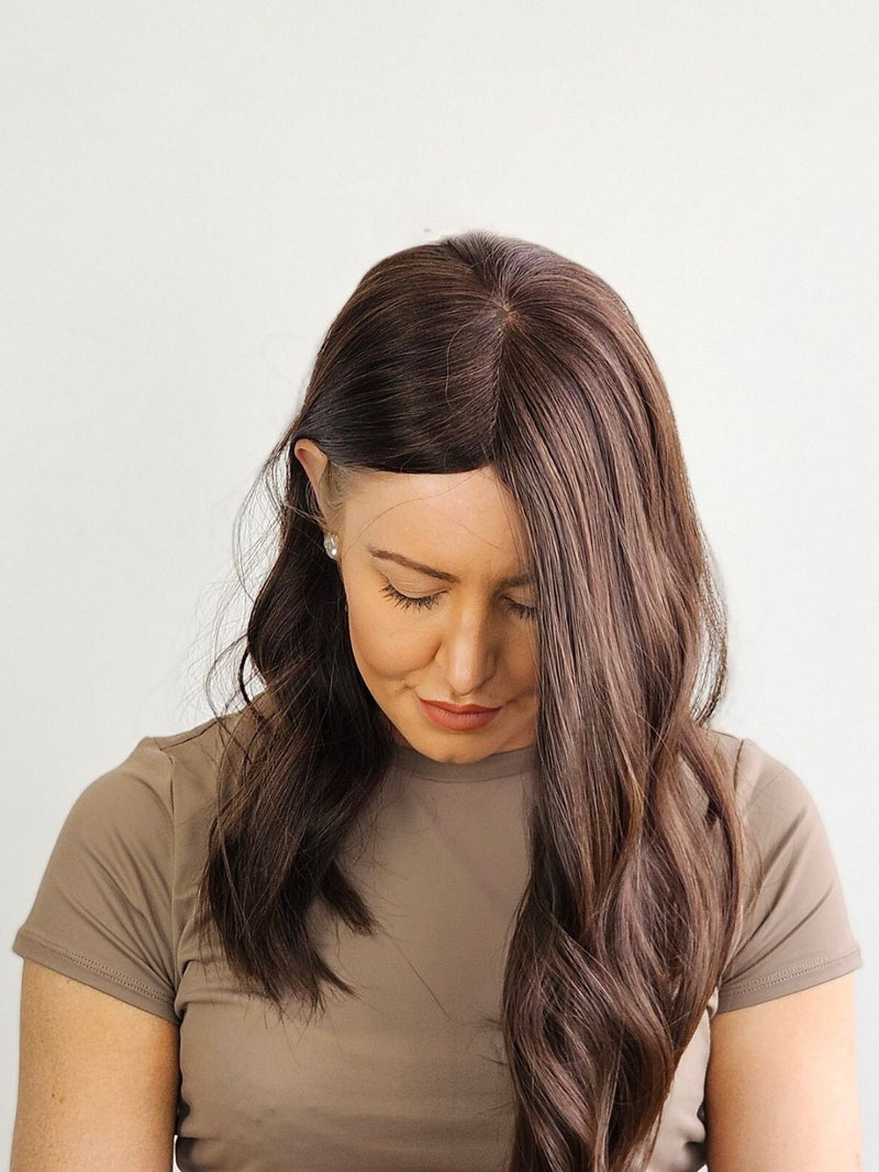 18" Dark Brunette Silk Topper