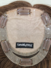 18" Warm Blonde balayage Silk topper with Curtain Bangs