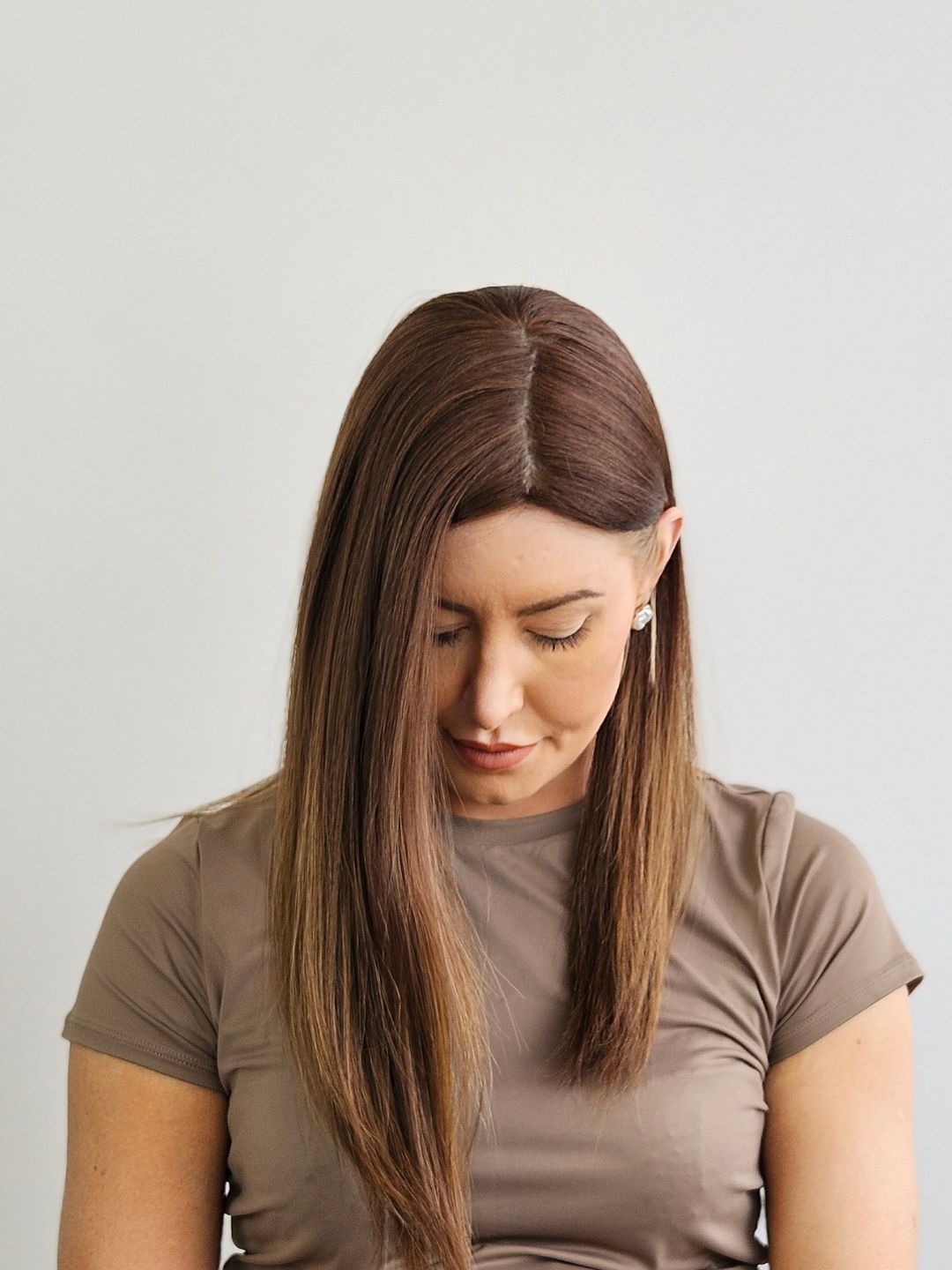 18" Cinnamon brunette Silk topper