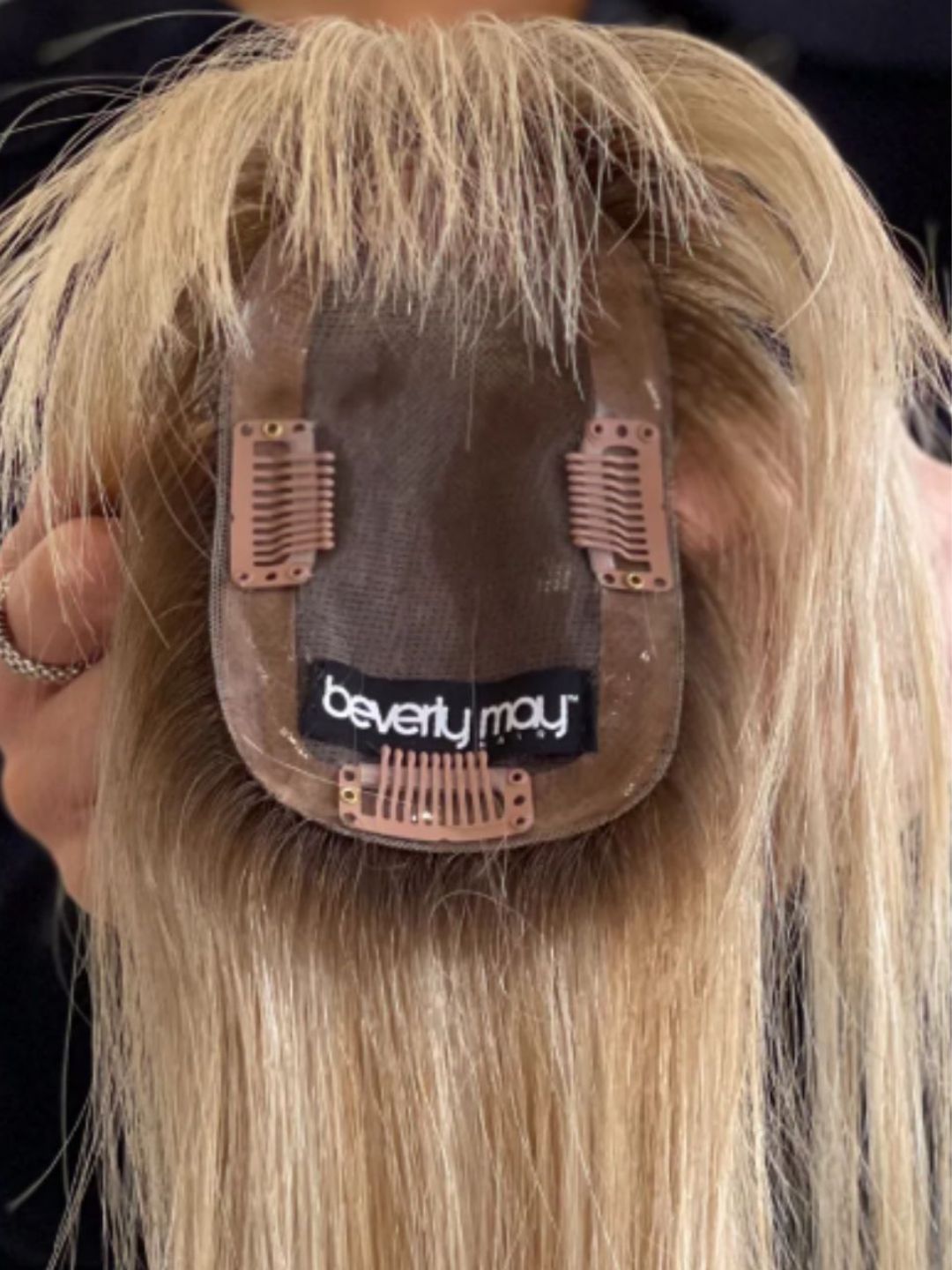 12" Platinum blonde mono Topper with Fringe