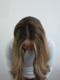 24" smoky pearl brown Lace front topper