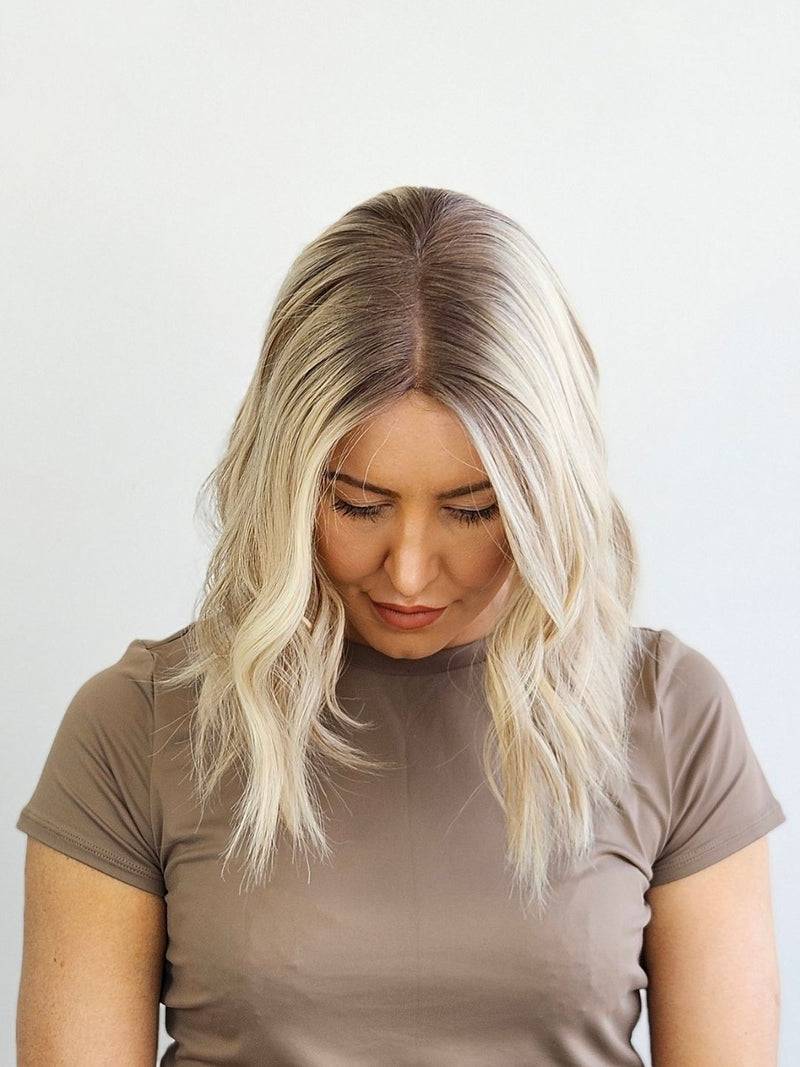 14" Light creamy dimensional Blonde Closed Lace Topper