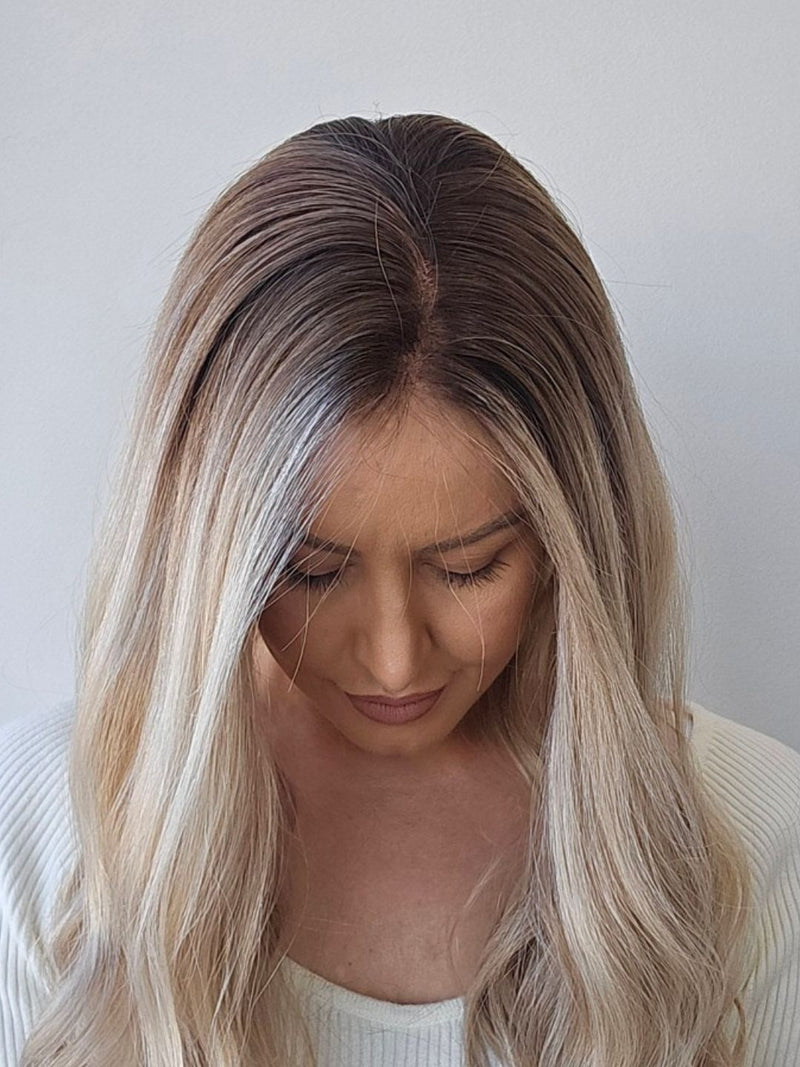 22" Sandy Blonde Balayage Lace front Topper