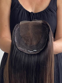 16" Dark Coffee Brunette Lace front Topper