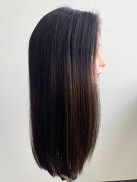 16" Dark Coffee Brunette Lace front Topper