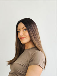 18" Dark Brown Balayage Sill topper